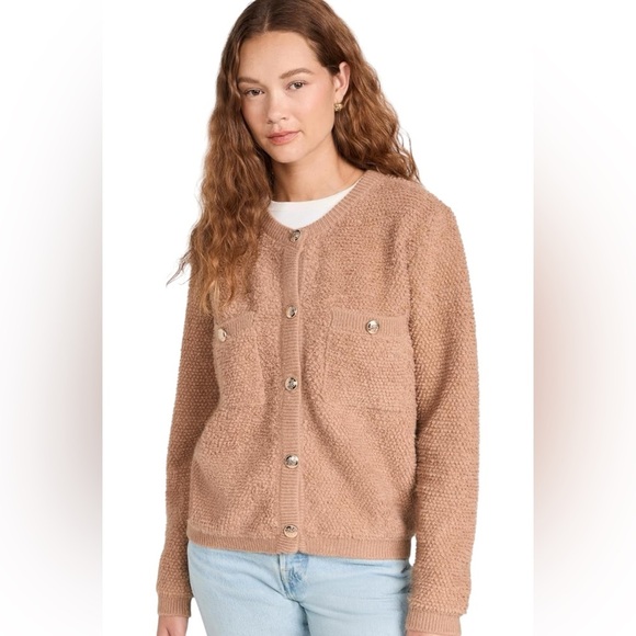 Line & Dot Women's Khloe Tan Cardigan Round neck Long sleeves button closures S - Picture 6 of 13